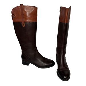 FRANCO SARTO Clove2 Clove 2 Two Tone Brown Leather Riding Boots